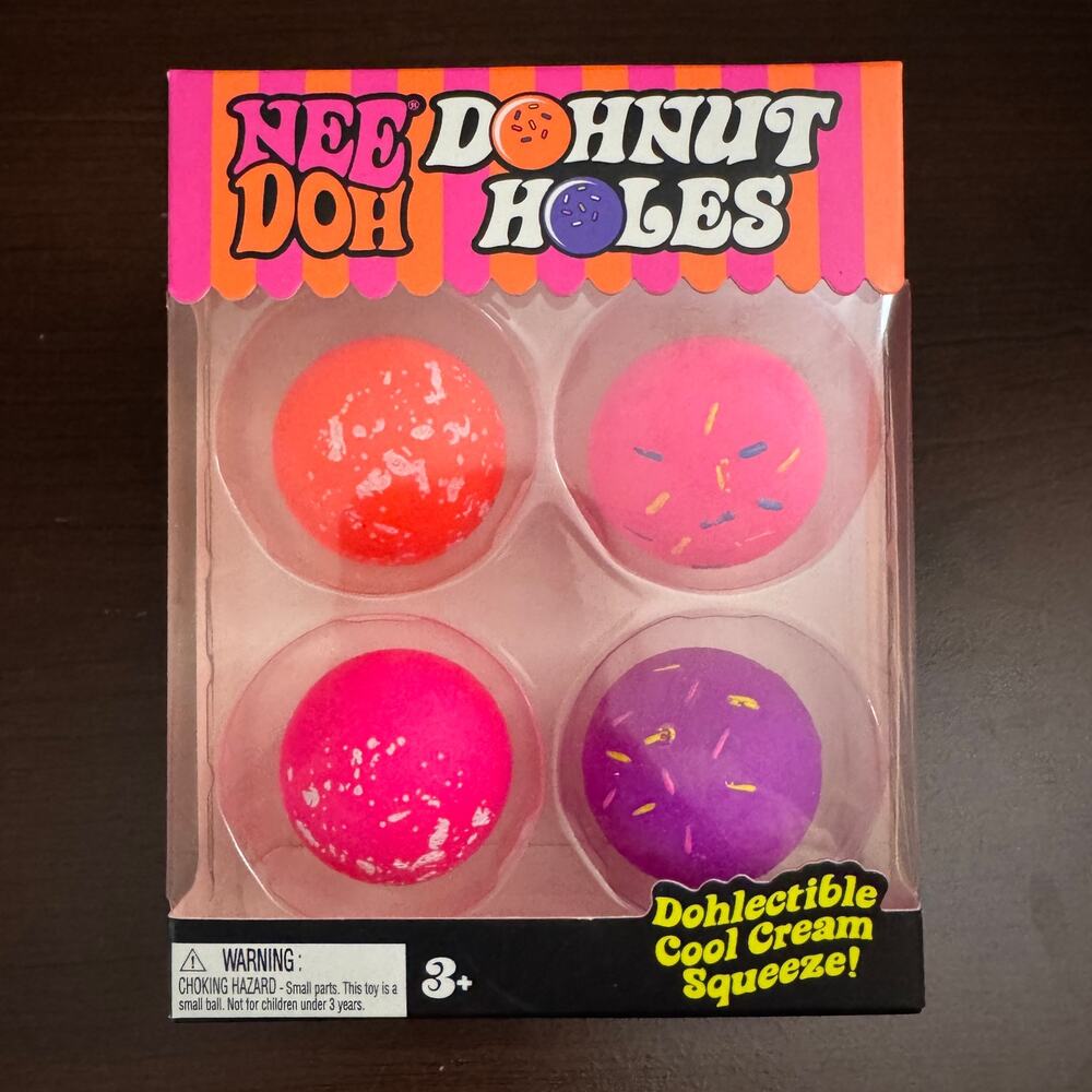 🔥Viral New Sealed NeeDoh Schylling Donut Holes Set of 4 Squishy 100% Authentic